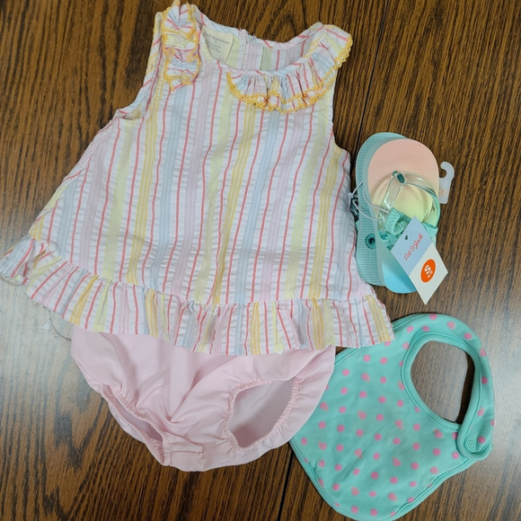 Girl's 12M 4-Piece Summer Bundle NWT Dress & Bloomers - Picture 14 of 16